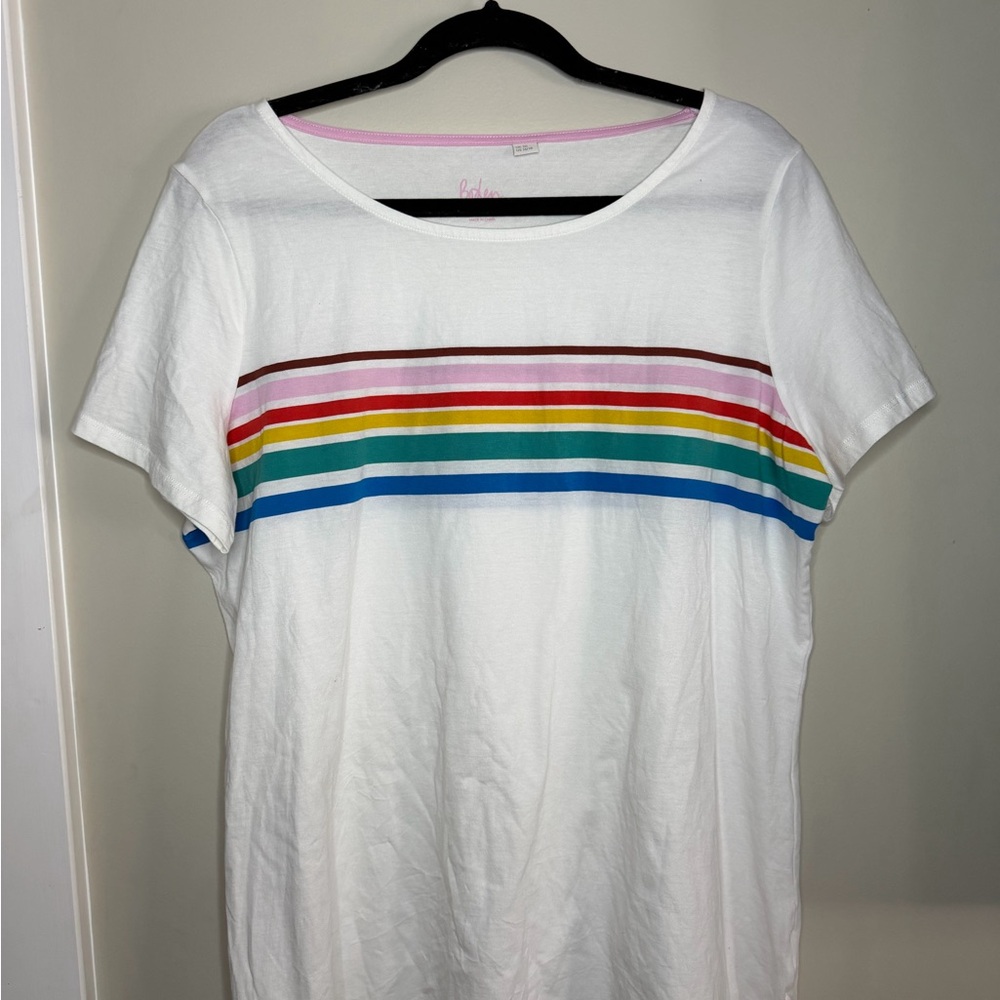 Boden Multicolor Stripe White Tee